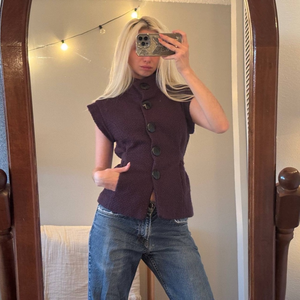 Purple Button-Up Women's Top
